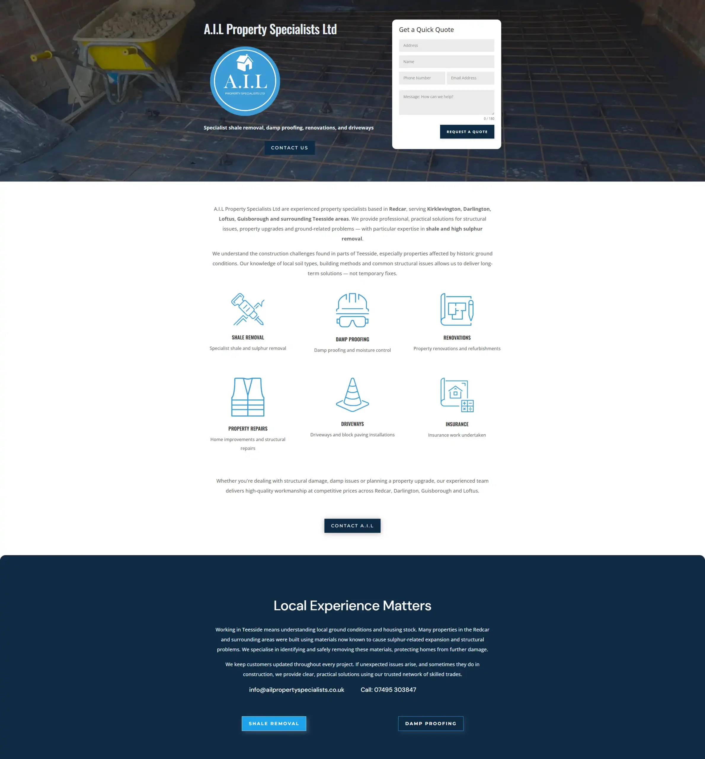 A.I.L Property Specialists Website Development | Redcar Web Design A.I.L Property Specialists Website Development | Redcar Web Design