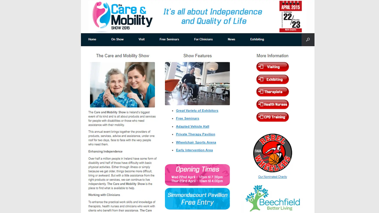 The Care and Mobility Show – Website Development and Booking Integration
